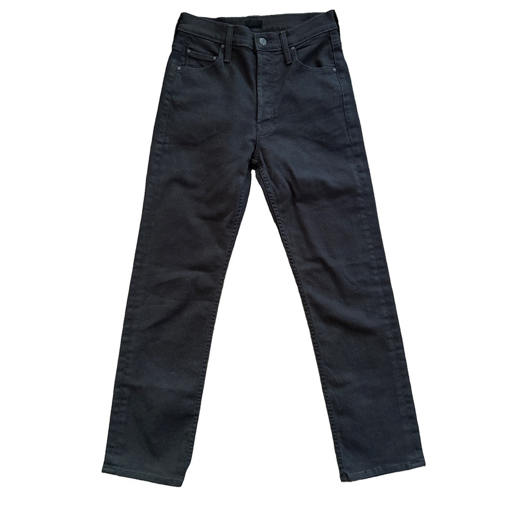 Mother Tomcat Ankle Jeans Women 26 High Rise Straight Leg Black Stretch Denim